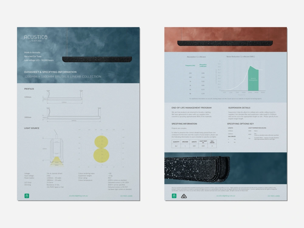 Flyer design for Acustico Spec Sheets