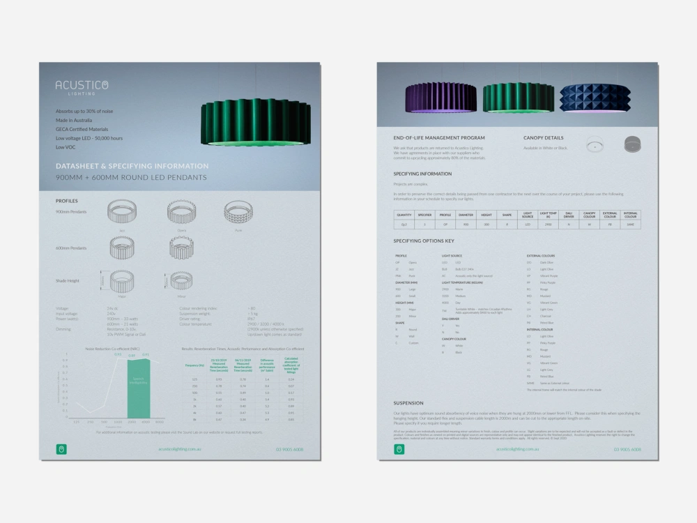 Flyer design for Acustico Spec Sheets